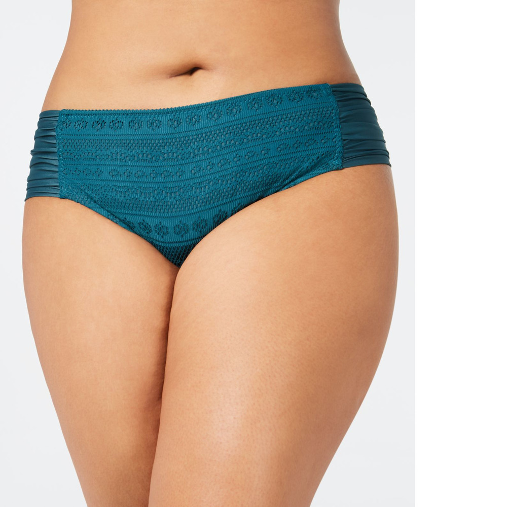 BECCA ETC Womens Plus Size Crochet Side Tab Bikini Bottoms 1X